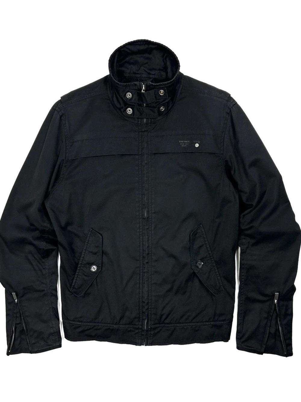 Diesel Black Utility Moto Bomber Jacket Large